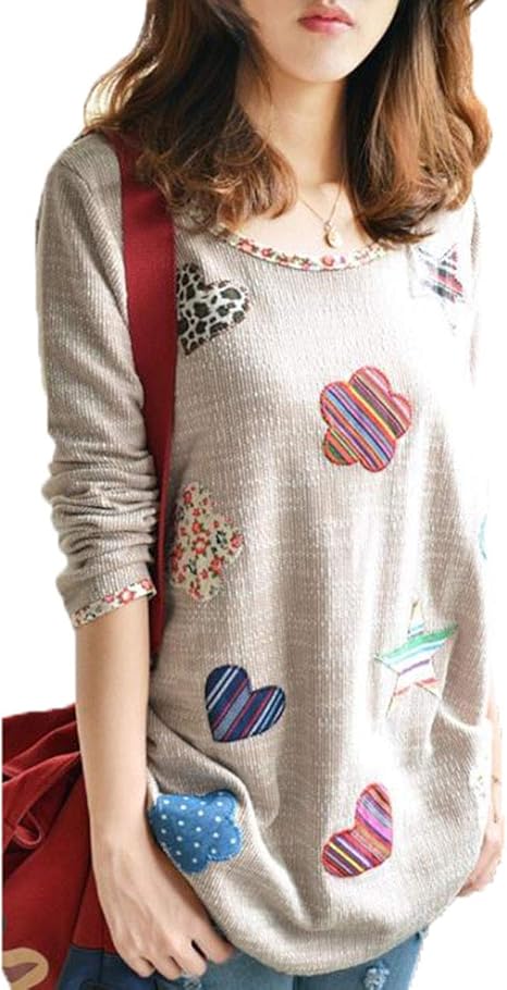 アイビエツ Aibietu レディース ロング丈 長袖 Tシャツ 花柄 刺繍 おしゃれ トップス カジュアル クルーネック 通勤 通学 大きいサイズ Tシャツ カットソー 通販 Amazon