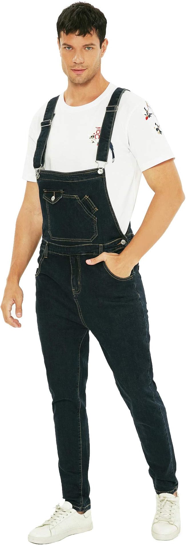Men's Casual Slim Pocket Denim Bib Overalls