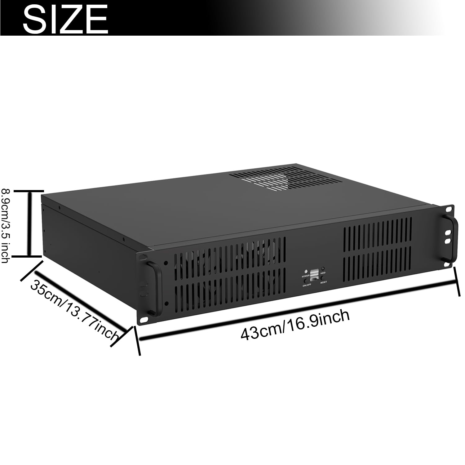 2U Micro ATX Compact Rackmount 3 x 3.5-inch HDD and 1 x 2.5-inch SSD, Chassis Support ATX PS2 PSU, USB