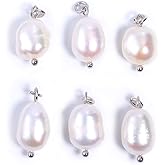 ALEXCRAFT Wholesale 6 PCS Freshwater Pearl Charm Pendant Small Baroque Cultured Pearls Bulk Supplies for Jewelry Making