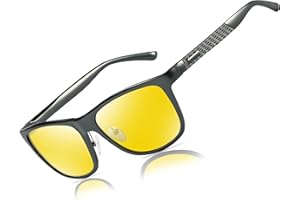 BIRCEN Night Vision Glasses for Driving: HD Anti Glare Metal Frame Night Driving Glasses Yellow Lens for Men