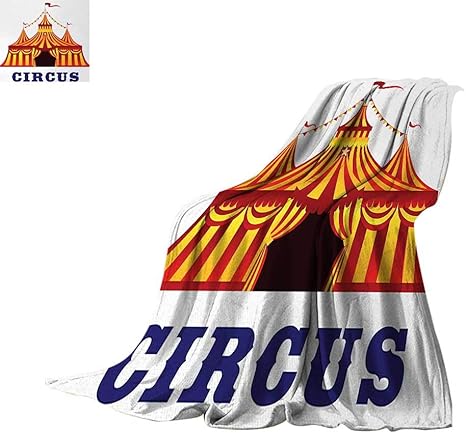 Amazon Anhuthree Circus デジタルプリントブランケット カラフル ストライプ サーカス マーキー テント スター カーニバル パフォーマンス イラスト プリント アートワーク イメージ Vermilion ブルー 60 X50 キッチン用品 オンライン通販
