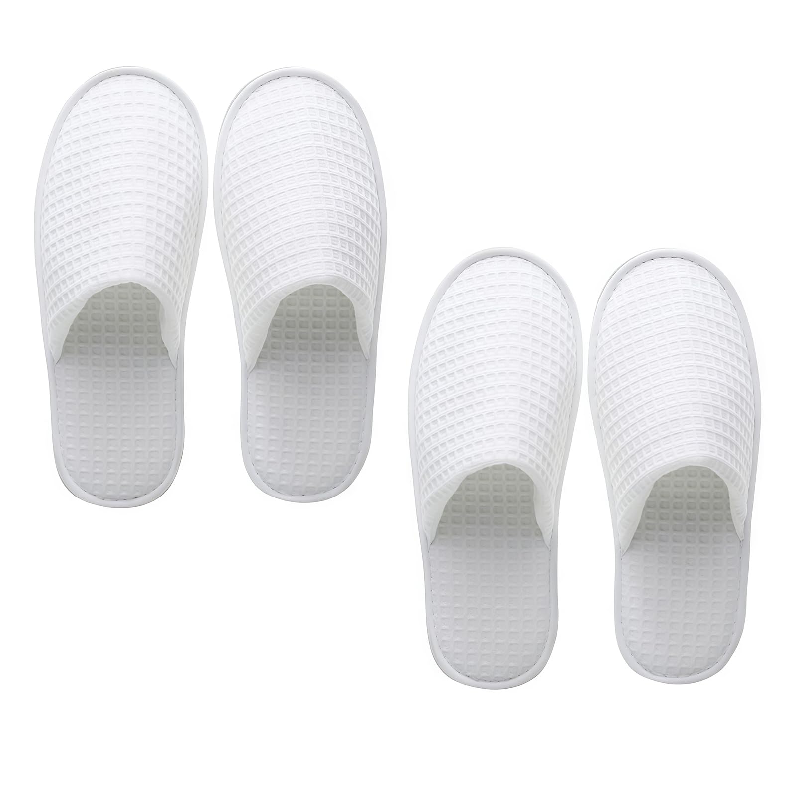 VASANA 2 Pairs Soft Hotel Home Guest Slippers - Closed Toe White Spa Slippers for Women and Men - Spa Party Guest Hotel