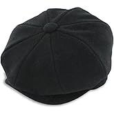Belfry Groby Men’s Soft Wool Newsboy Cap in 4 Sizes and 5 Colors (Small, Black)
