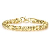 KYAYE 14K Gold Bracelets for Women Non Tarnish Braided Gold Chain Charm Bracelet Gift for Womens Men Hypoallergenic 5 Sizes 6.5'' 7” 7.5” 8” 8.5”