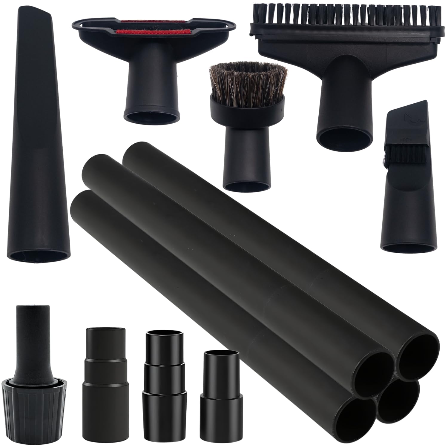 Photo 1 of 1.25 Inch Vacuum Brush Attachment Kit Compatible with Vacuum Cleaners Using 1-1/4'' Accessories - 1.25 Inch Shop Vac Accessories: Horse Hair Dust Brush, Vacuum Extension Wand and More (10 Pack)