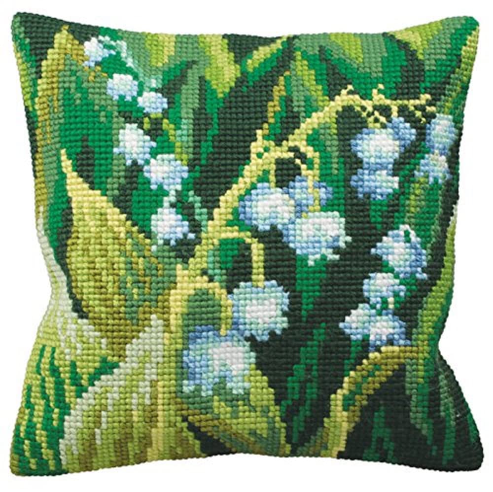 Collection D'Art 15 3/4 x 15 3/4-inch Muguet Gauche Pillow Cross Stitch Kit