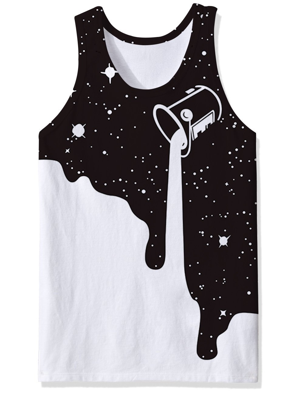 RAISEVERN Verter 3D Leche impresión Divertida del patrón Realista Underwaist de Gimnasia Tapas del Tanque Hombres Grande