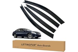 LETINGFAR Window Visors Rain Guards for Infiniti G35 & G37 2007 2008 2009 2010 2011 2012 2013 2014 2015 Accessories, Wind Deflectors Vent Shades for Infiniti G35 & G37