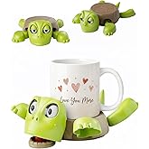 Turtle Coaster, 3D Printed Funny Tea Coasters with Interactive Expression, Turtle Cup Holder, Insulated Drink Mat for Coffee and Wine Glasses, Home Decor and Kitchen Accessories
