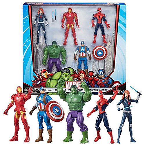 ALL NEW!!! Marvel Core Characters Action Figures 5-Pack includes Black Widow, Iron Man, Spider-Man, Captain America, and Hulk, 6