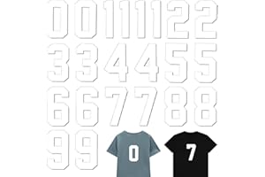 8 Inch Iron on Numbers for Jersey, 22 Pcs White Large Iron On Transfers Jersey Numbers for Clothing Sports T-Shirt