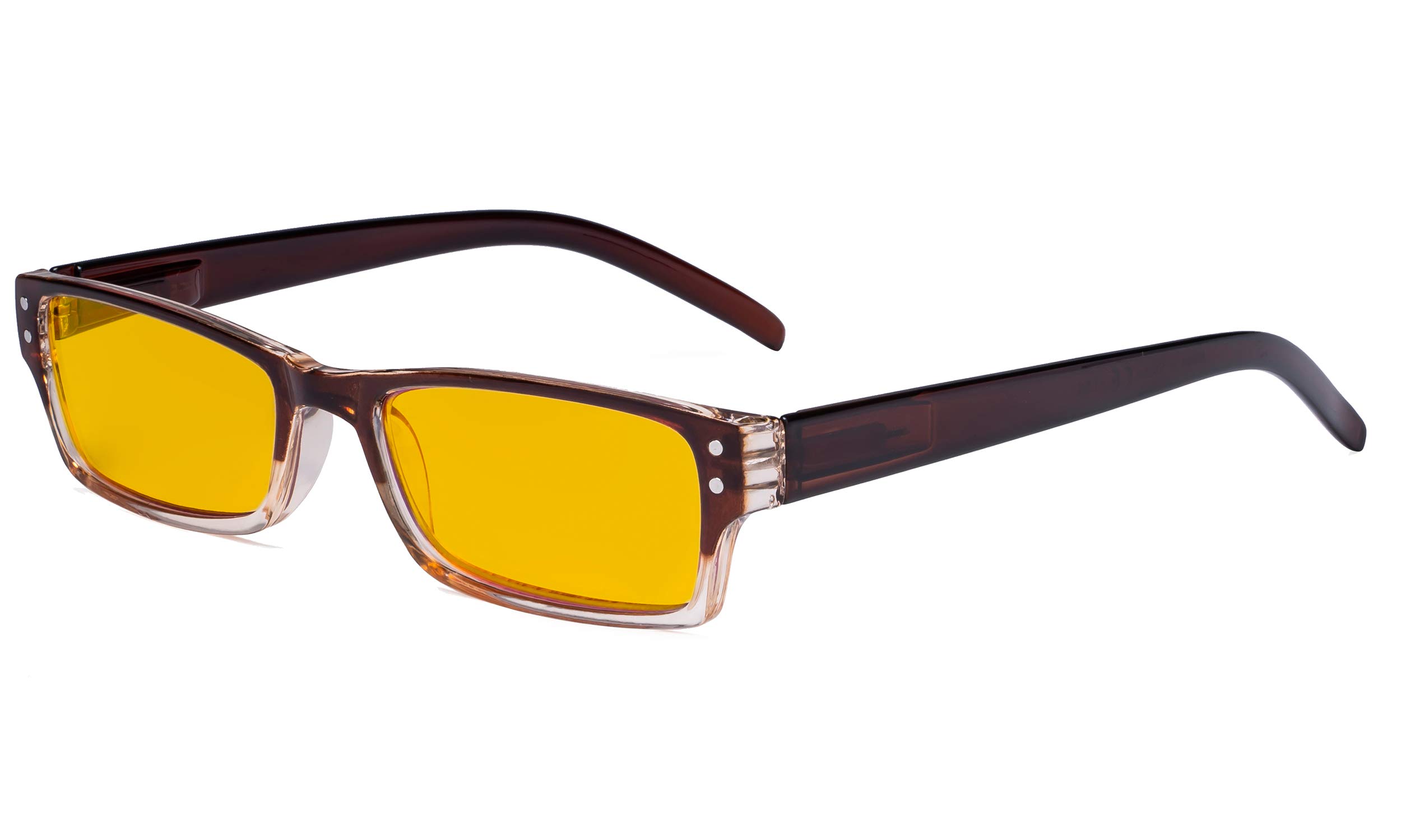 Eyekepper Blue Light Blocking Glasses for Women Men Reading Computer Screen - Anti Digital Glare Blue Light Filter Readers with Amber Tinted Reading Glasses - Brown +1.00