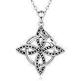 Wenansly Witch Knot Dragon Necklace for Women - 925 Sterling Silver Witches Knot Necklace Witches Dragon Pendant Celtic Jewelry Gift for Women