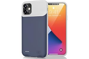 JBUBN Battery Case iPhone 12 Mini, 6500mAh Slim Portable Rechargeable Protective Battery Pack Cover Power Bank Charging Case Compatible with iPhone 12 Mini (5.4 inch) Extended Battery Charger Case (Blue)