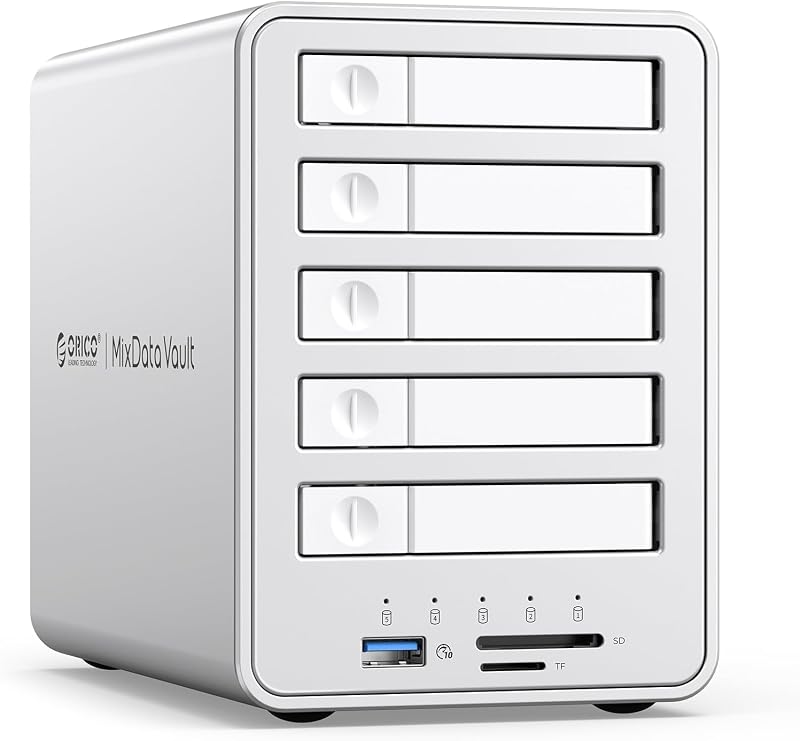 All-Flash Caja para Discos Duros Raid de 5 Bahías, Compatible con SSD SATA de 2,5 Pulgadas admite SSD SATA y Discos Duros de 2,5 Pulgadas con un Grosor de 7 mm o 9,5 mm - 8858