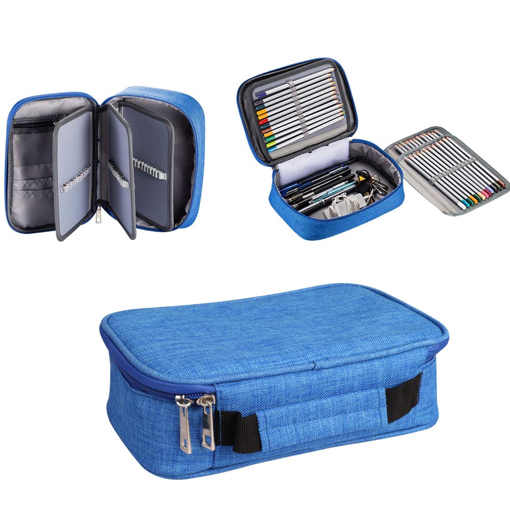 LONTG Large Colored Pencil Case Big Capacity Pen Bag Multi-Layer Pencil Case Pen Organiser Zipped Art Supplies Storage Pouch Case for Artist Students Sketch Drawing Pencils Holder 72 Slots