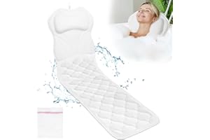 YISPK Full Body Bath Pillow,Luxury Tub Pillow for Body Support,5D Air Mesh Fabric and 16 Non-Slip Suction Cups,Bathtub Accessories,Spa Gifts for Women,Easy Clean,Perfect for Relaxing Baths(51" x 17")