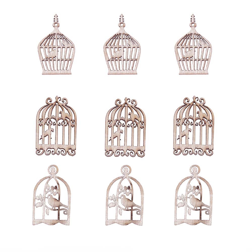 Demiawaking 50pcs Handmade Wooden Birdcage Embellishments Diy