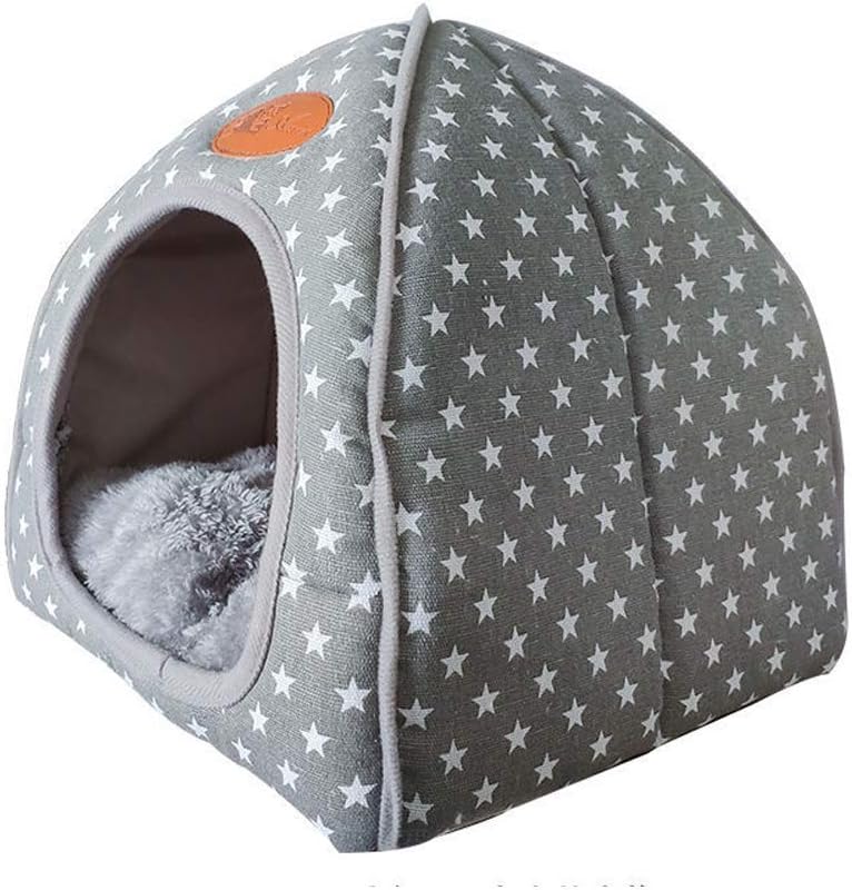 Monba Warm Cat Den Bed Tent 2 In 1 Pet House Hideout Cat Cave with Washable Removable Cushion Puppy Basket for Cats Rabbits Puppy