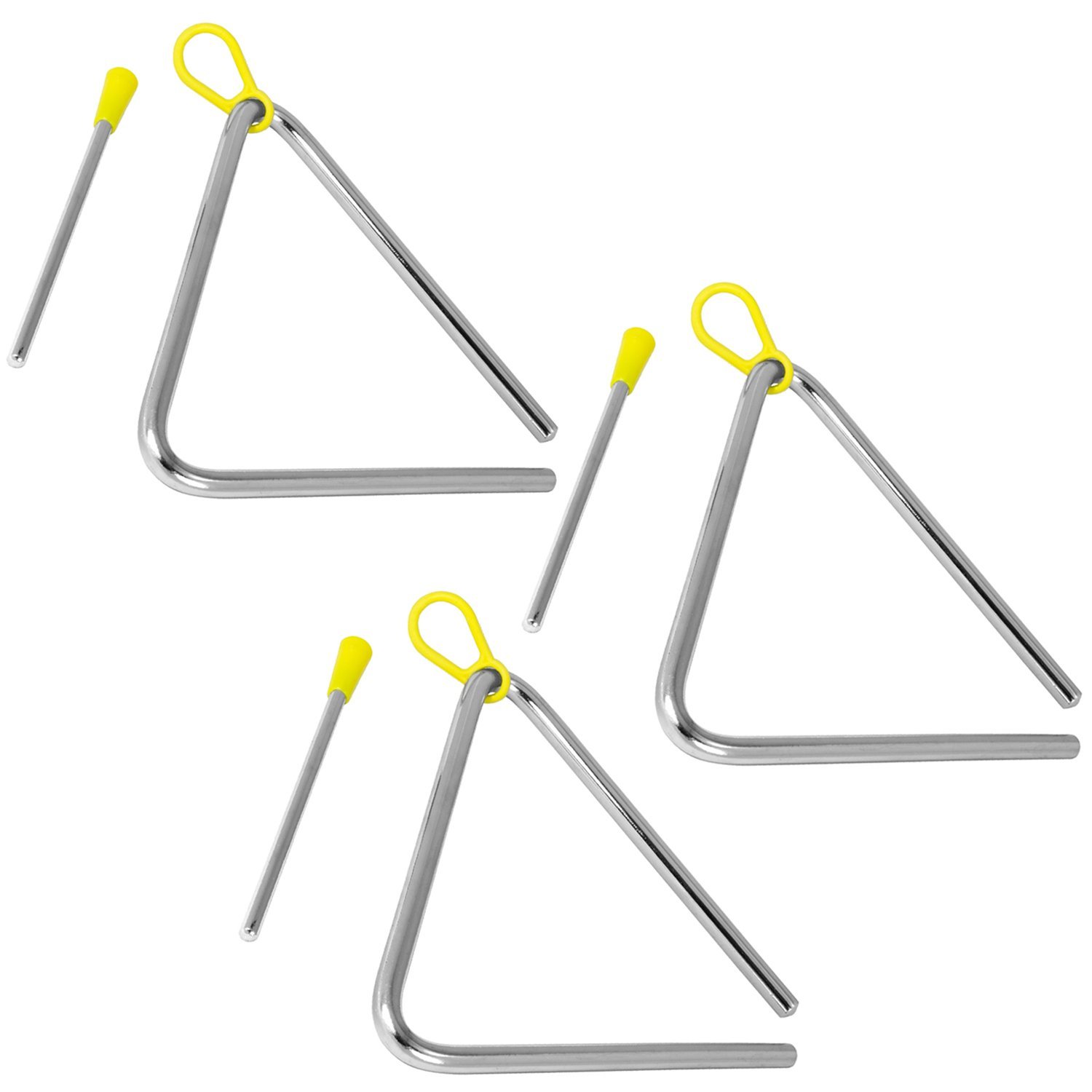 TIGER TRI7-3-MT 15CM (6") Heavy-Duty Steel Triangle Instrument, Complete with Rubberised Handle and Beater, Ideal for Early Development of Rhythm and Primary School Use, Pack of 3