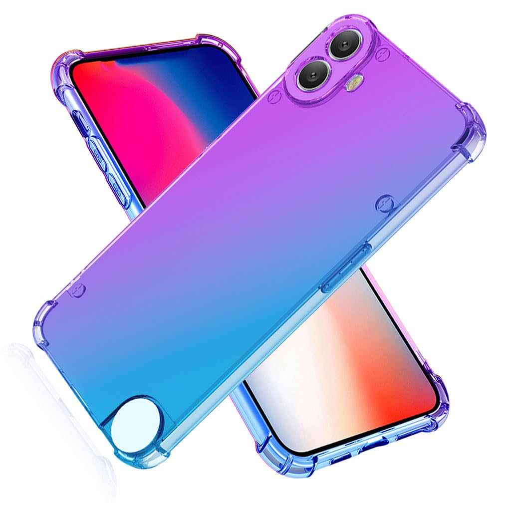 SEAHAI Case for CMF Phone 1, Gradient Color Ultra-Slim Crystal Transparent Cover Clear Back [Anti-Yellow] Soft TPU Silicone Shockproof Bumper Cover, Purple/Blue
