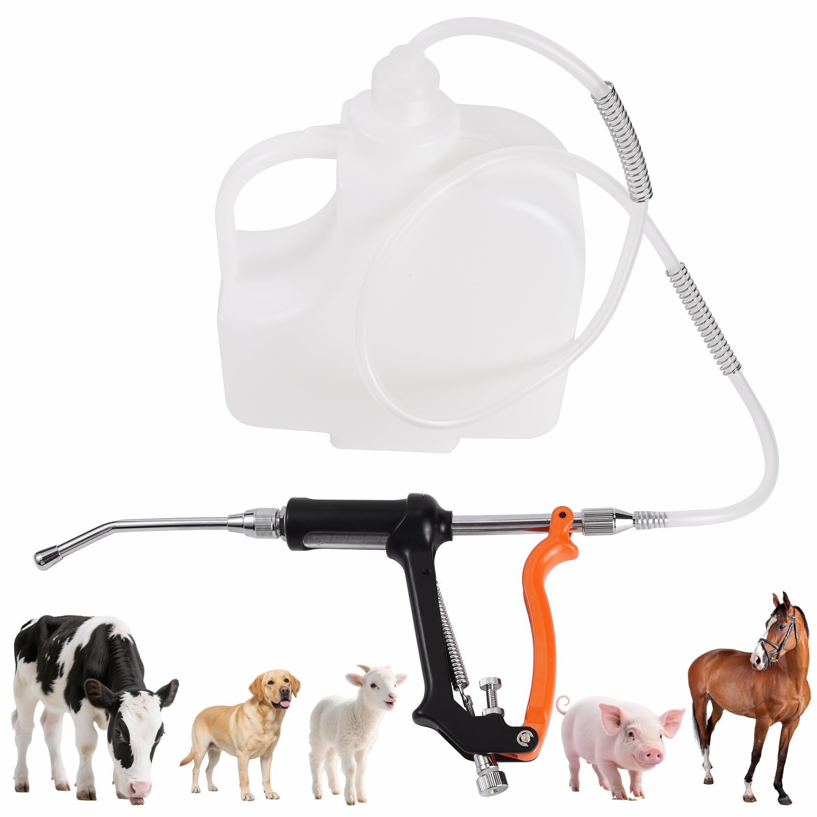 Photo 1 of 30ML Veterinary Metal Feeding Gun, Continuous Drench Gun Dosing Device Veterinary Adjustable Medicine Dispenser Husbandry Autonomous Feeding Tool, Pig Cattle, Sheep, Horse for Drench Gun