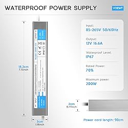 VOEWT LED Driver 200 Watts Waterproof IP67 Power