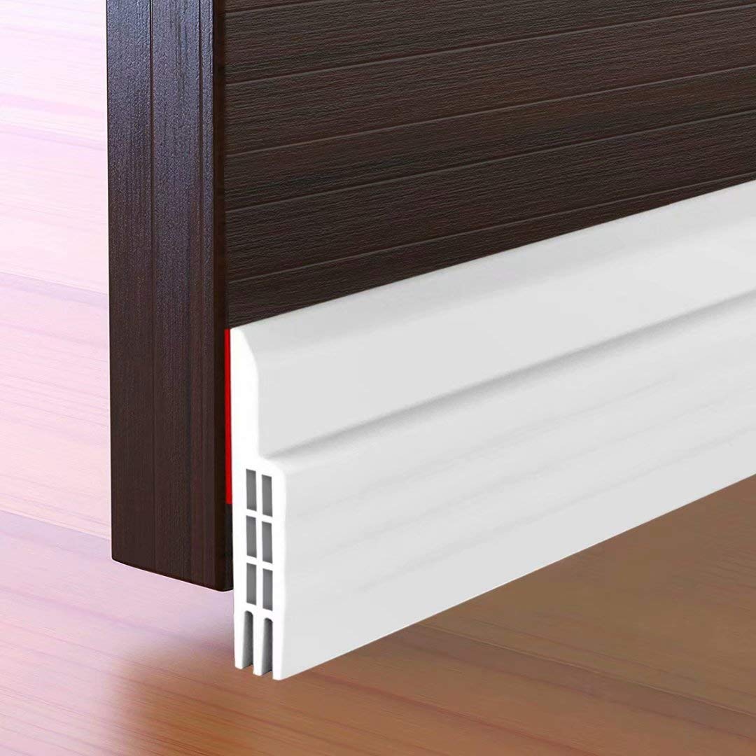 Suptikes Door Draft Stopper Under Door Seal for Exterior/Interior Doors, Door Sweep Strip Under Door Draft Blocker, Soundproof Door Bottom Weather Stripping, 2" W x 39" L, White