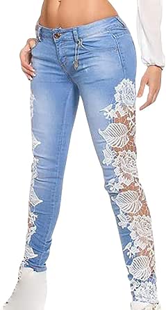 Vaqueros Encaje Mujer Cintura Alta Skinny Jeans Tiro Alto Mujer Tejanos  Pantalon Vaquero Pitillo Mujer Jean Ajustados Mujer Pantalones Denim Mujer  Fit Jeans Talle Alto Slim Pitillos Mujer: Amazon.es: Ropa