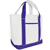 DALIX 14" Mini Small Cotton Canvas Party Favor Wedding Gift Tote Bag in Purple