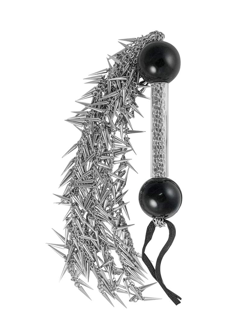 Dominant Submissive Spiked Chain Whip, Silver