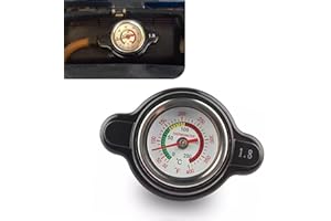 Sumjig Radiator Cover, Radiator Cap with Temperature Gauge, 1.8 Bar High Pressure Radiator Cap, Fit for Honda, Kawasaki, Suzuki, Yamaha, KTM and More Motorcycle ATV Models (Black #1 PC)