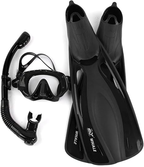 swimming flippers and goggles