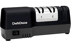 Chef’sChoice 250 Hybrid Knife Sharpeners uses Diamond Abrasives and Combines Electric and Manual Sharpening for 20-Degree Straight and Serrated Knives, 3-Stage, Black