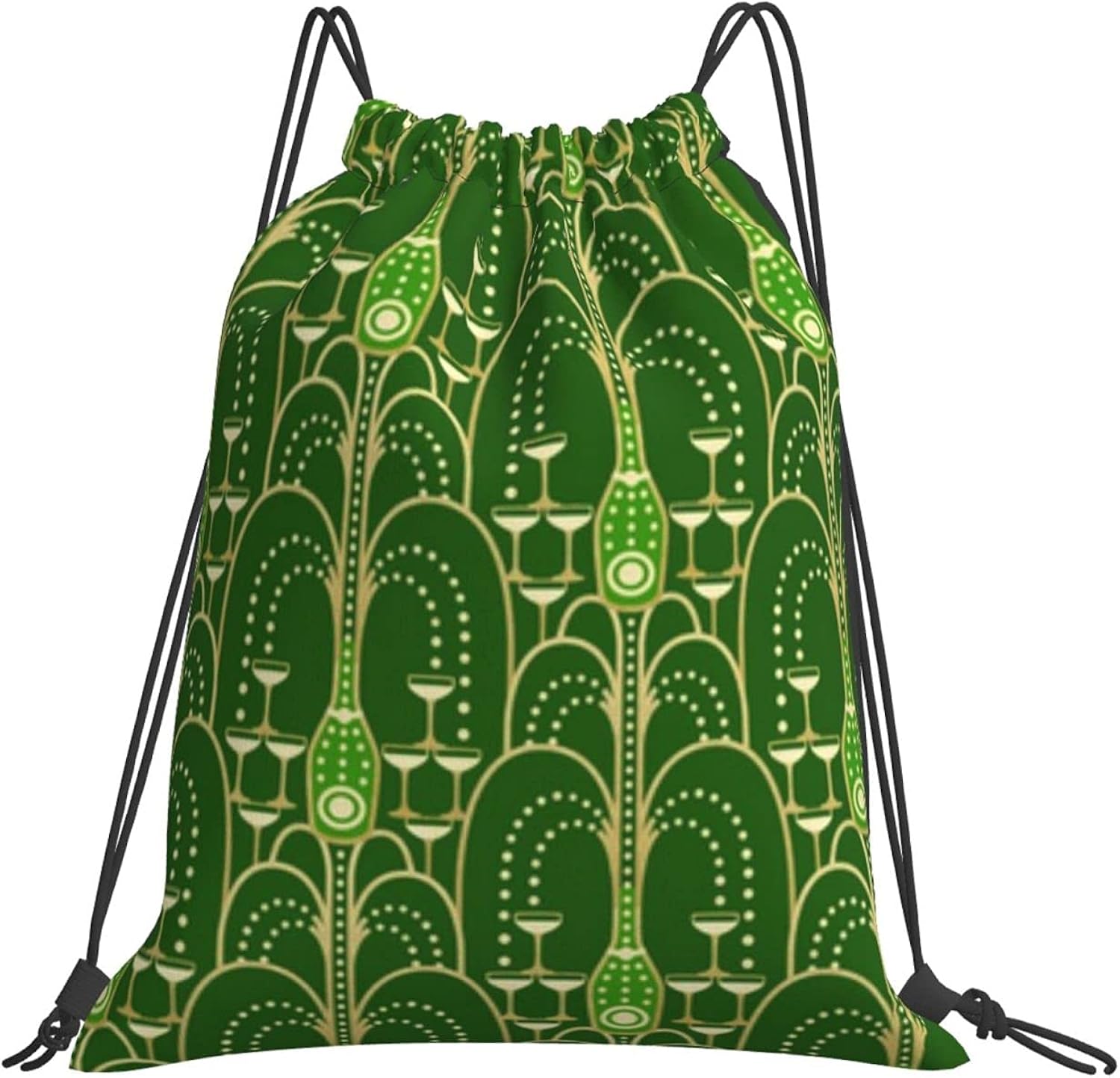 Drawstring Bag Gym Backpack Bag Bulk Champagne Fountain Green Medium