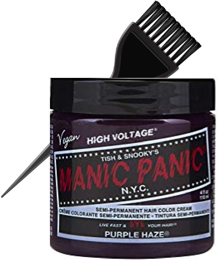 MANIC PANIC CLASSIC Semi-Permanent HAIR COLOR Cream N.Y.C. (w/Sleek Tint Brush) Tish & Snooky's VEGAN High Voltage Haircolor Dye 4 oz / 118 ml (Purple Haze)