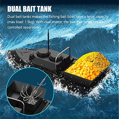 Angelköderboot, Dual Motor Fish Finder-Schiff, RC-Köderboot mit LED-Navigator-Licht, max Laden 1.5kg, RC-Entfernung 500m… – Bild 4