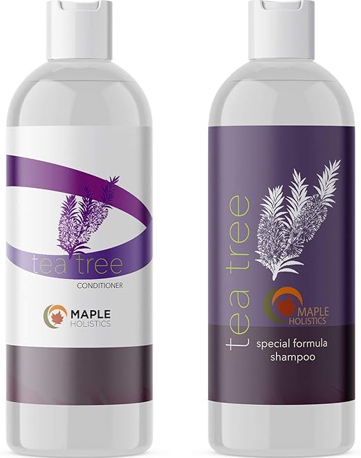 Tea Tree Oil Shampoo and Hair Conditioner Set Natural Anti Dandruff Treatment for Dry and