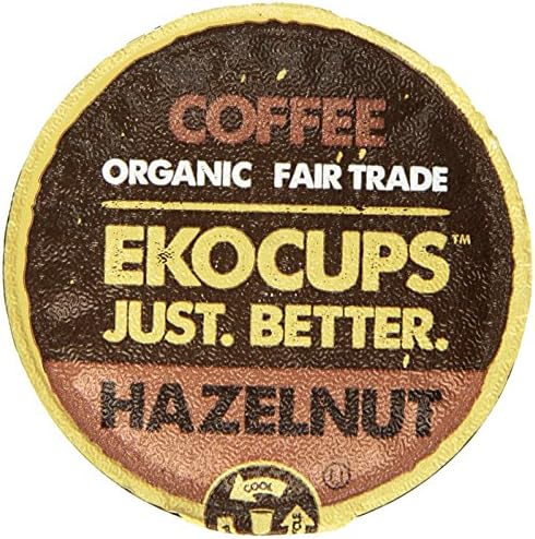 EKOCUPS Artisan Organic Hazelnut Flavored Coffee, Medium roast , in Recyclable Single Serve Cups for Keurig K-cup Brewers, 10 count
