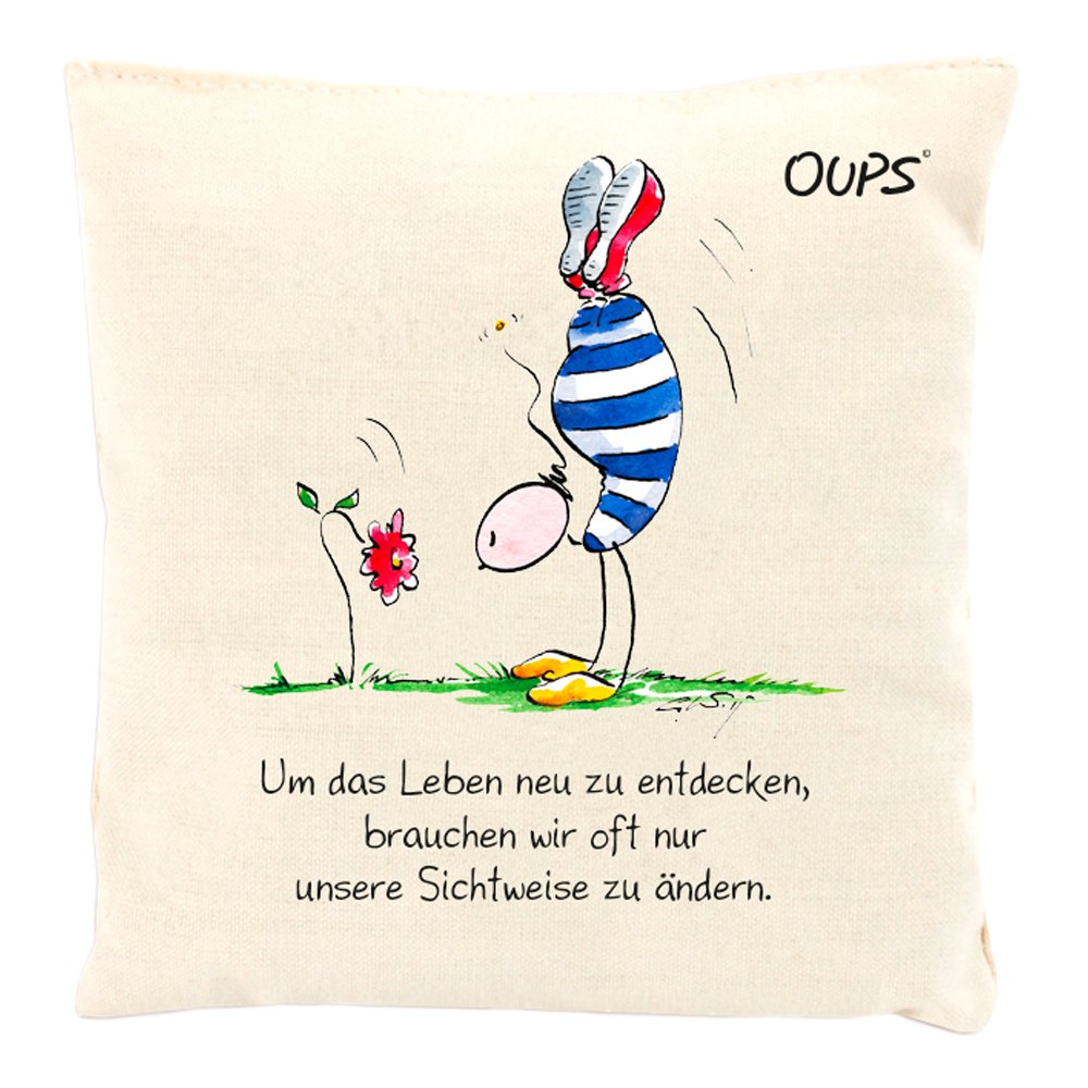 Herbs scent pillow, scent cuddler with a lovely message by Opus: To discover our life in a new way..., 11x11 cm