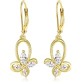 AENEAS Valentines Day Gifts for Women Butterfly Dangle Drop Earrings for Women Gold Plated Sterling Silver Butterfly Dangling Leverback Earrings Cute Animal jewelry Anniversary Christmas Birthday Gift for Wife Her Mom