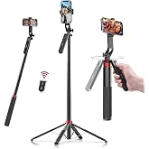 ULANZI MA09 Tripé Extensível para Celular, Vara de Selfie de 71" com Clipe, Tripé de Viagem com Controle Remoto Recarregável 