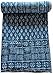 My Craft Palace Blue Indigo Queen Size Kantha Quilt Vintage Handmade Indigo Print Kantha Bedspread