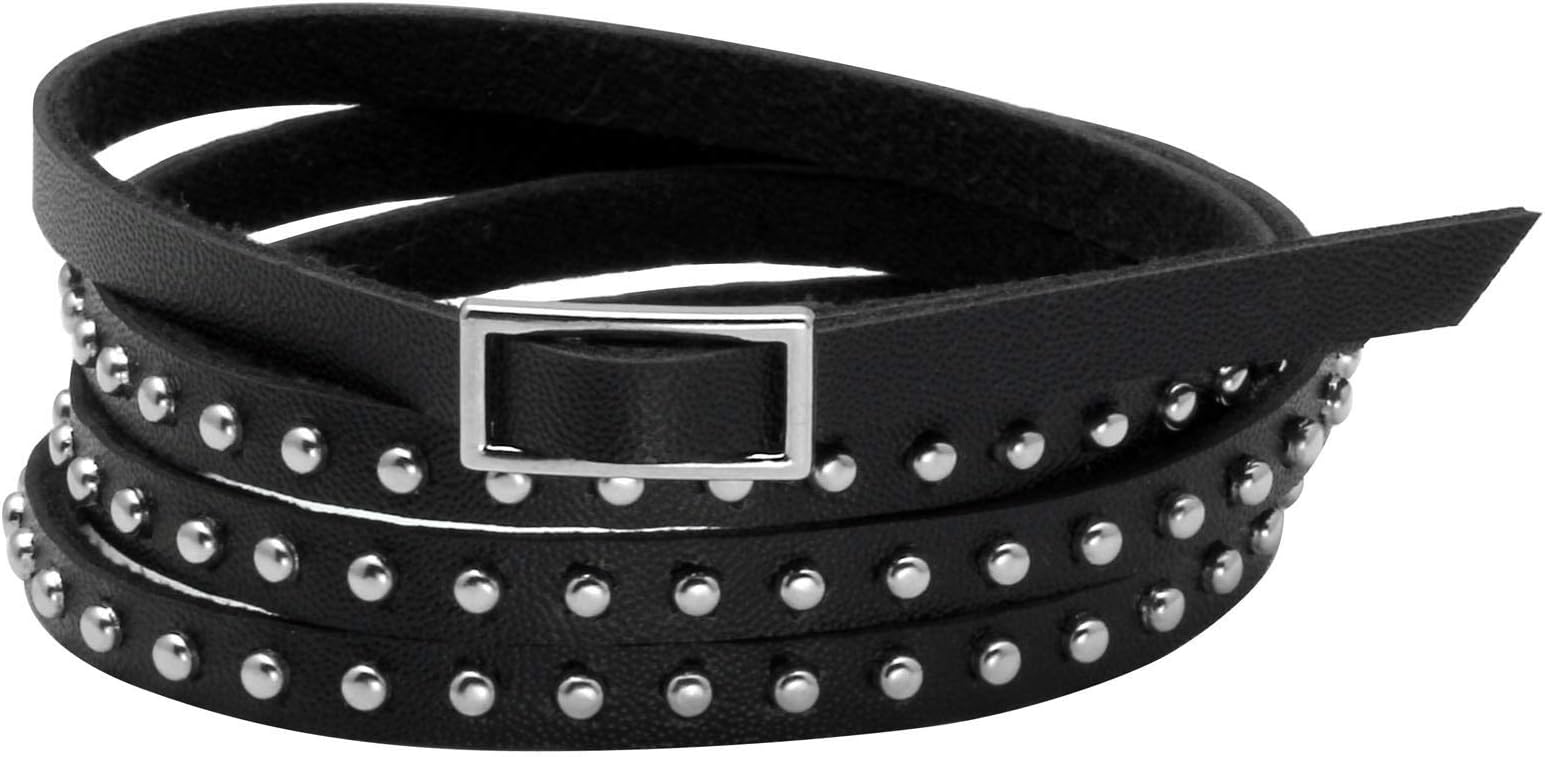 MILAKOOO Ring Punk Goth Metal Spike Studded Black Leather Collar Necklace Studded Chokers