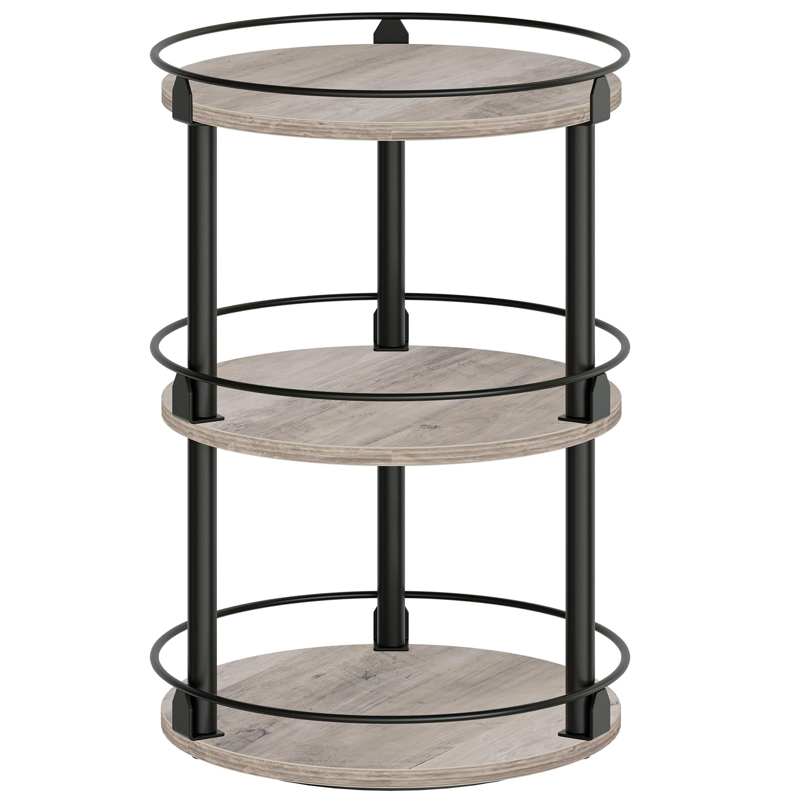 Photo 1 of YATINEY 3-Tier Lazy Susan Organizer, Rotating Spice Rack, Spinning Organizer, Industrial Turntable Spice Rack Organizer for Cabinet, Kitchen Countertop, Greige and Black SR23BG
