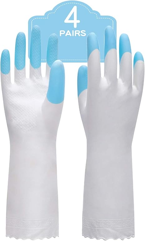 Amazon Com Pacific Ppe 4pairs Cleaning Glove Reusable Household Dishwashing Gloves Latex Free Waterproof Pvc Gloves For Kitchen Gardening Gloves Unlined Blue L Clothing
