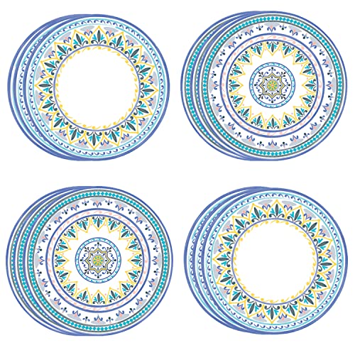 Talking Tables Moroccan Geometric Yellow & Blue Paper Plates | Bold Colourful Disposable Party Tableware for Summer, Birthday, Recyclable - 12 Pack,23 centimeters
