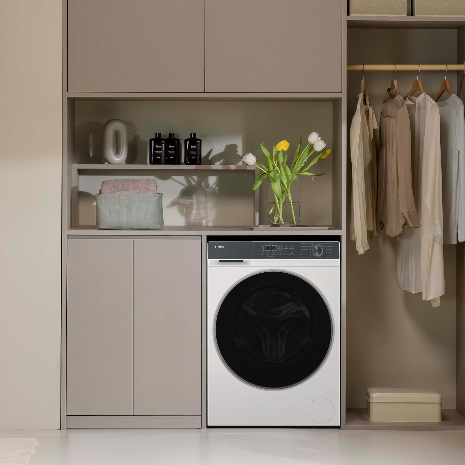 Haier Waschtrockner 8/5 kg (Waschen/Trocknen) I G3 Serie I A -20% (Waschen), 1.400 U/Min., leiser Inverter-Motor, Automatik- und Expressprogramm, Aquastop, Hygiene-Technologien I HWD80-BP14637T 2