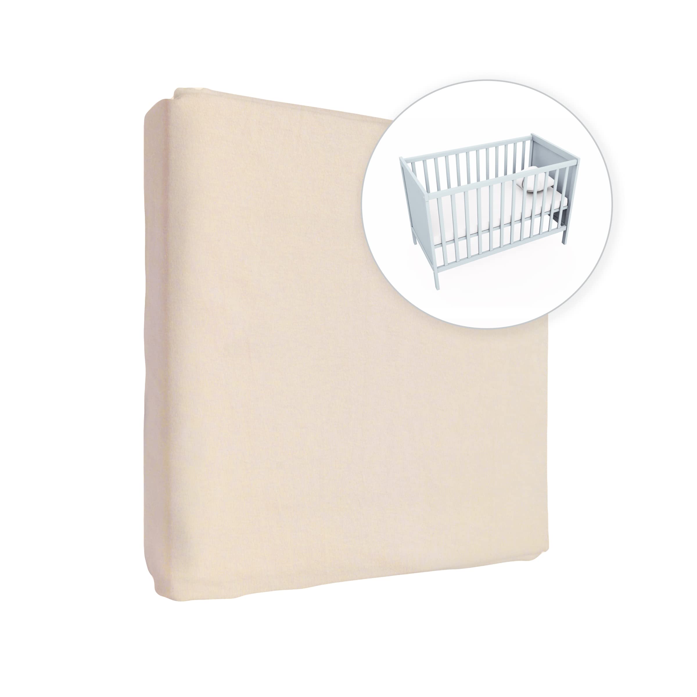 Jersey 100% Cotton Fitted Sheet for 120 x 60 cm Toddler Baby Cot Bed Mattress (Cream)